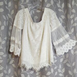 Entro Elegant Lace White Blouse size L